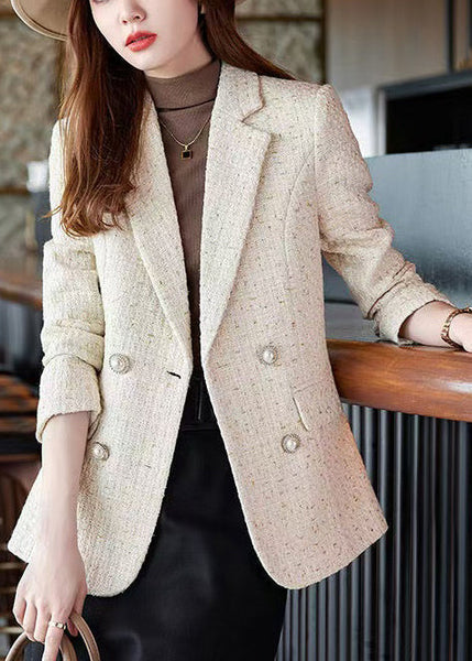 Classy Apricot Double Breast Woolen Coat Spring YJ038 ABC