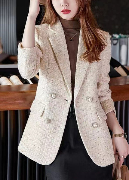 Classy Apricot Double Breast Woolen Coat Spring YJ038 ABC