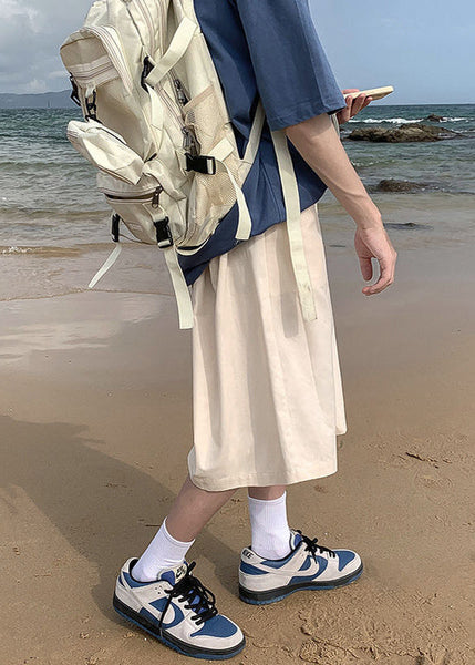 Classy Apricot Pockets Patchwork Mens Pants Summer YT009 Men-Silk-MENCP240721