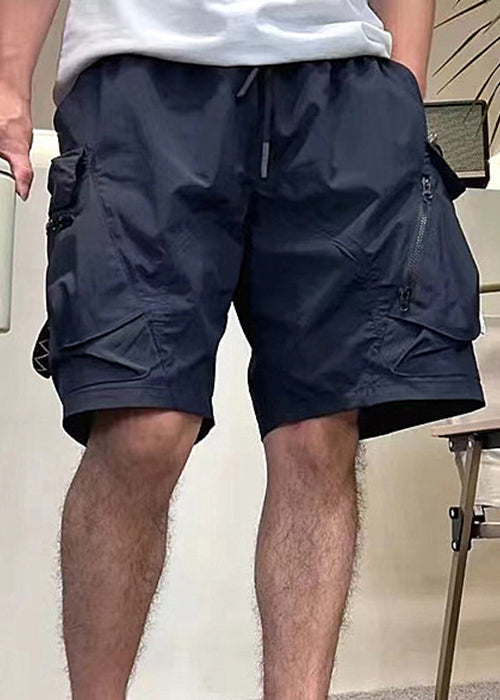 Shorts Drawstring Army Cotton Pockets Classy Zippered Green Men FashionChic