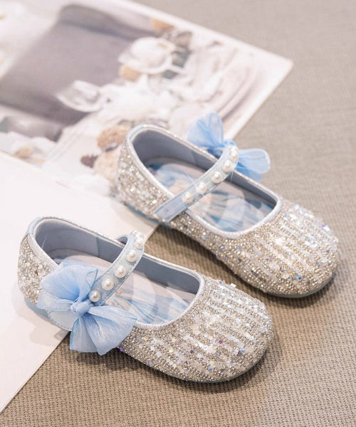 Beige Shoes Bow Classy Girls Strap Pearl For Flat Buckle FashionChic