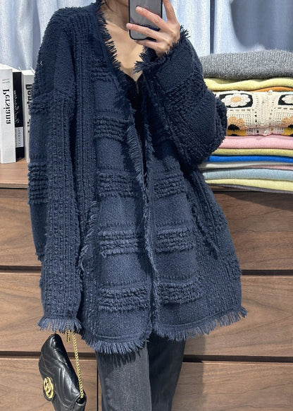 Classy Beige V Neck Tassel Woolen Loose Cardigans Fall RL006 ABC