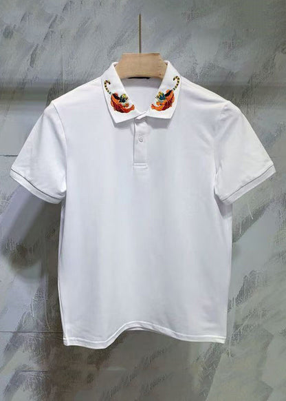 Mens Cotton Polo Summer Animal Button Shirts Classy Black FashionChic