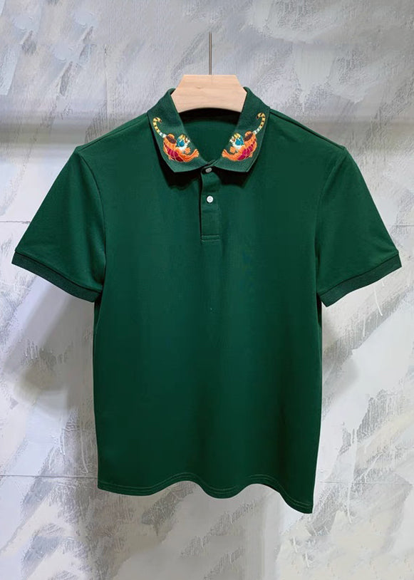 Mens Cotton Polo Summer Animal Button Shirts Classy Black FashionChic