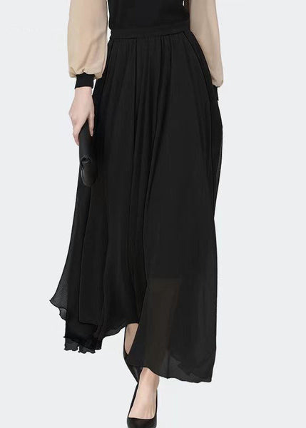 Classy Black Coffee Patchwork High Waist Chiffon Skirts Summer QQ1033 Ada Fashion