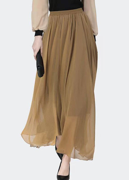 Classy Black Coffee Patchwork High Waist Chiffon Skirts Summer QQ1033 Ada Fashion