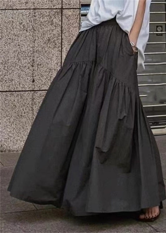 Fall Elastic Cotton Classy Black Waist Patchwork Skirt FashionChic