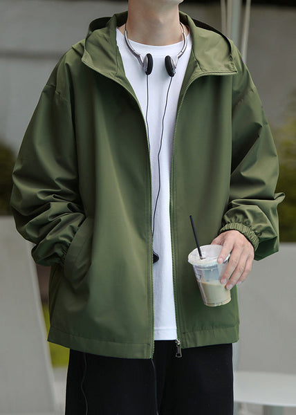 Men Coat Black Pockets Spring Cotton Zippered Hooded Classy FashionChic