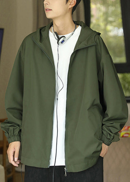 Men Coat Black Pockets Spring Cotton Zippered Hooded Classy FashionChic