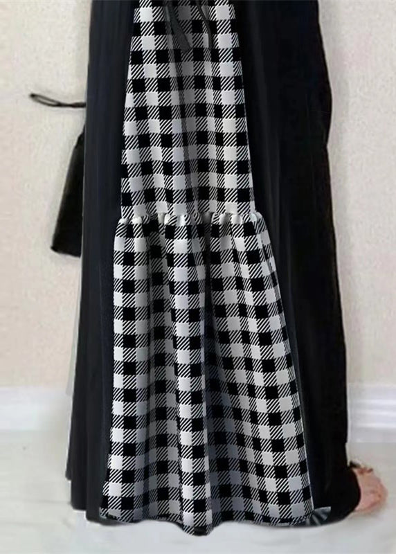 Sleeveless Black Classy Patchwork Ruffled Cotton Dress Tunic FashionChic