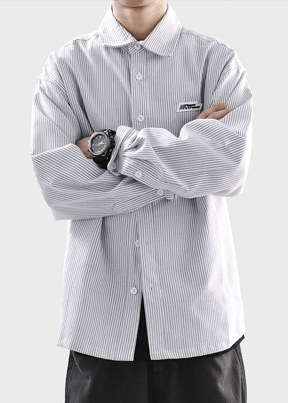 Button Shirts Striped Spring Men Classy Black Cotton FashionChic