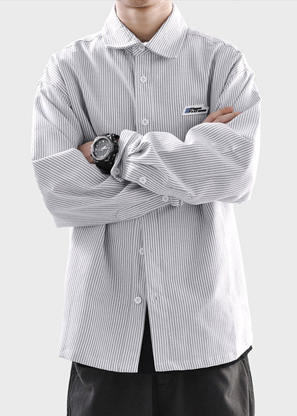 Button Shirts Striped Spring Men Classy Black Cotton FashionChic