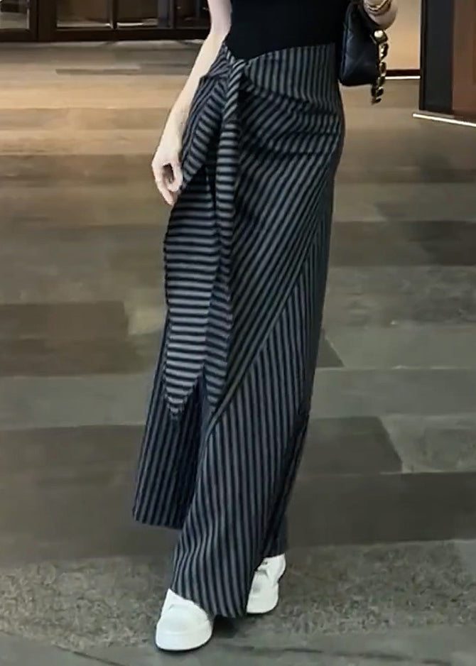 Skirts Striped Chiffon Fall Classy High Black Up Waist Lace FashionChic