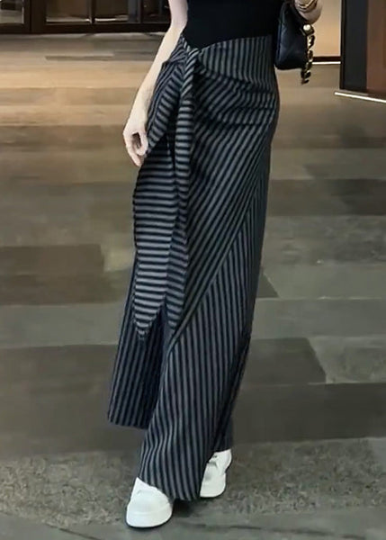 Skirts Striped Chiffon Fall Classy High Black Up Waist Lace FashionChic