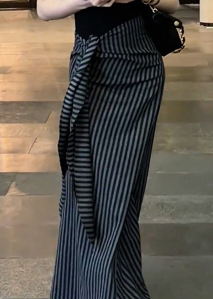 Skirts Striped Chiffon Fall Classy High Black Up Waist Lace FashionChic