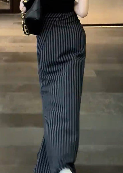 Skirts Striped Chiffon Fall Classy High Black Up Waist Lace FashionChic