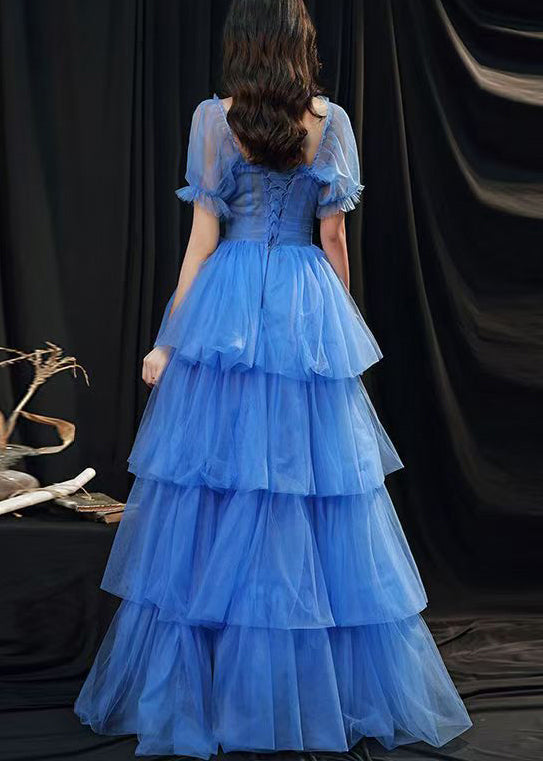 Classy Blue Ruffled Layered Patchwork Tulle Party Dresses Summer ZL067 SH-LF-SDL240621