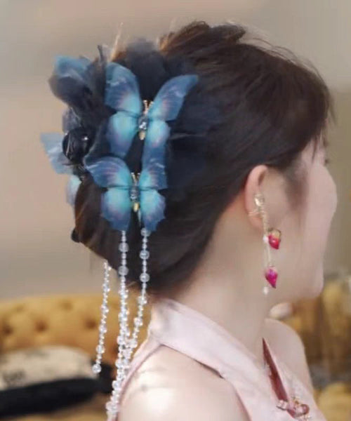 Fabric Pearl Blue Hairpin Tassel Classy Zircon FashionChic