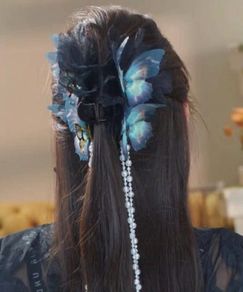 Fabric Pearl Blue Hairpin Tassel Classy Zircon FashionChic