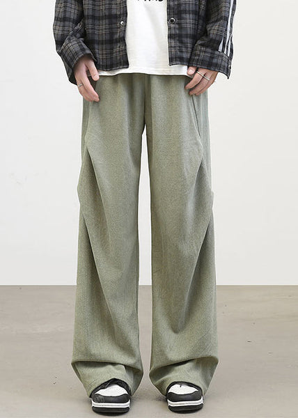 Classy Brown Cinched Solid Warm Fleece Corduroy Mens Pants Spring RM041 ABC