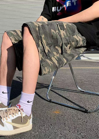 Shorts Pockets Drawstring Mens Cotton Classy Camouflage Summer FashionChic