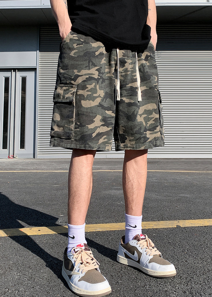 Shorts Pockets Drawstring Mens Cotton Classy Camouflage Summer FashionChic