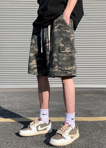 Shorts Pockets Drawstring Mens Cotton Classy Camouflage Summer FashionChic