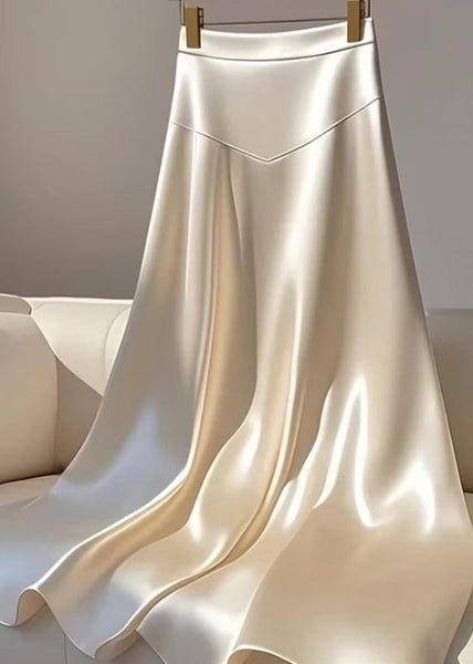 Maxi Silk Waist Champagne Patchwork High Summer Skirt Classy FashionChic