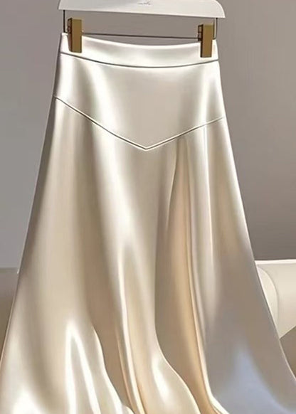 Maxi Silk Waist Champagne Patchwork High Summer Skirt Classy FashionChic