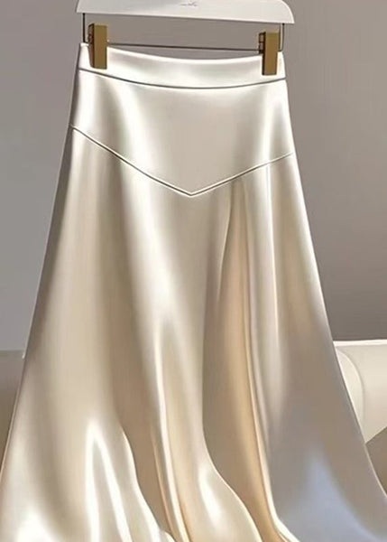 Maxi Silk Waist Champagne Patchwork High Summer Skirt Classy FashionChic