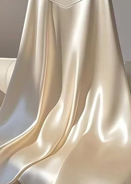 Maxi Silk Waist Champagne Patchwork High Summer Skirt Classy FashionChic