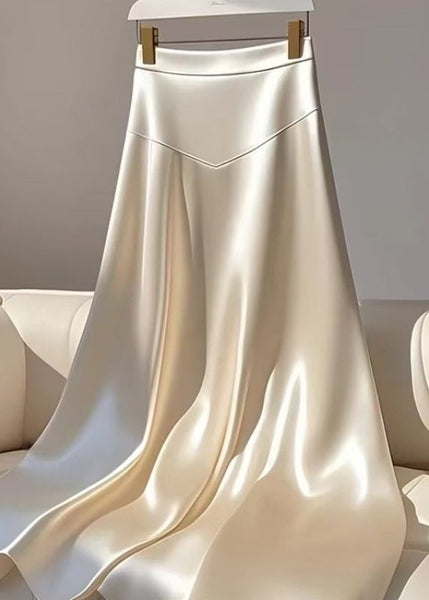 Maxi Silk Waist Champagne Patchwork High Summer Skirt Classy FashionChic