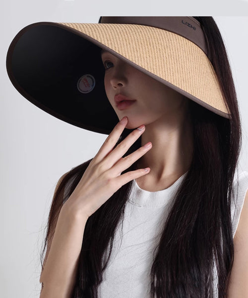 Classy Coffee Patchwork Cotton Blended Sun Hat MM044 Hat-HAT240620