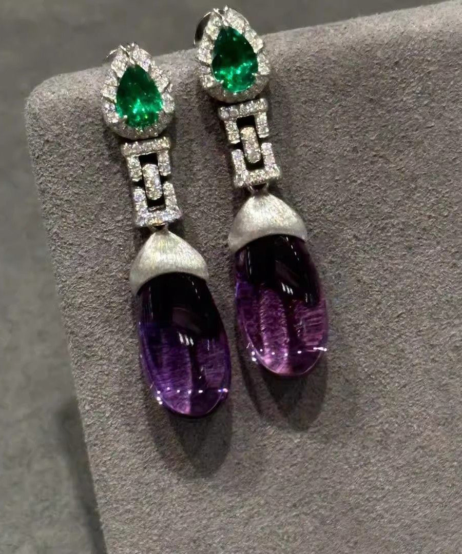 Alloy Gem Earrings Stone Colorblock Crystal Drop Classy Zircon FashionChic