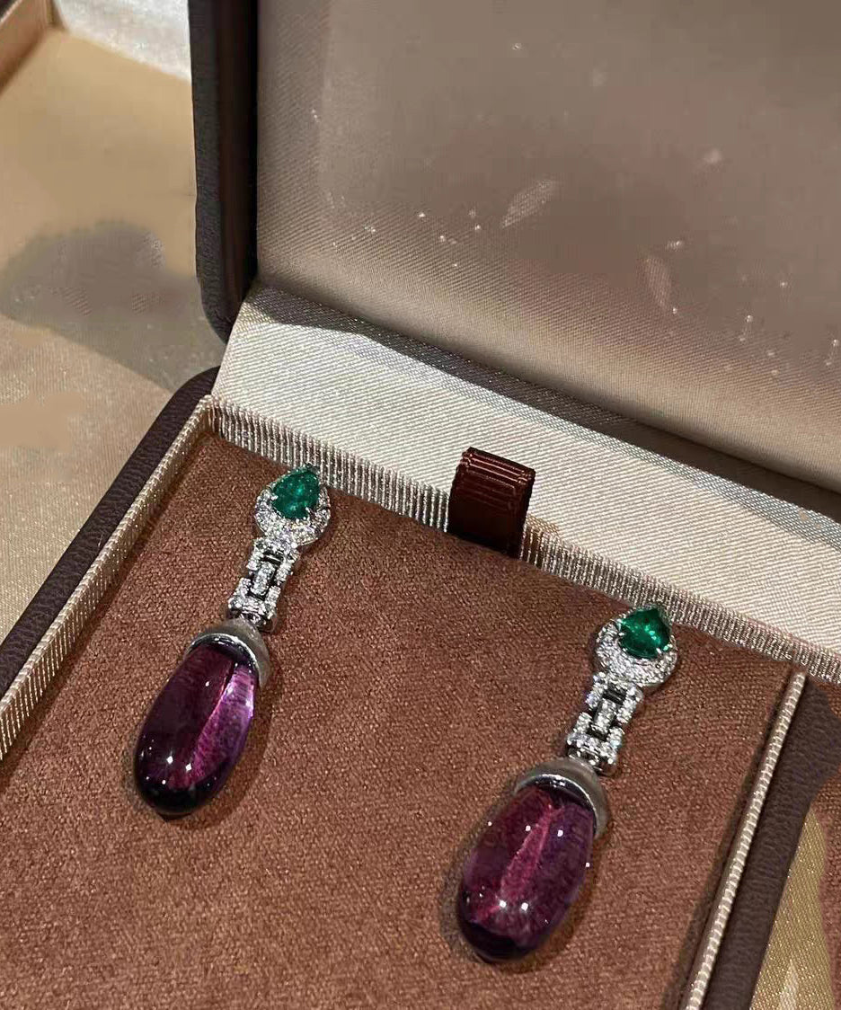 Alloy Gem Earrings Stone Colorblock Crystal Drop Classy Zircon FashionChic