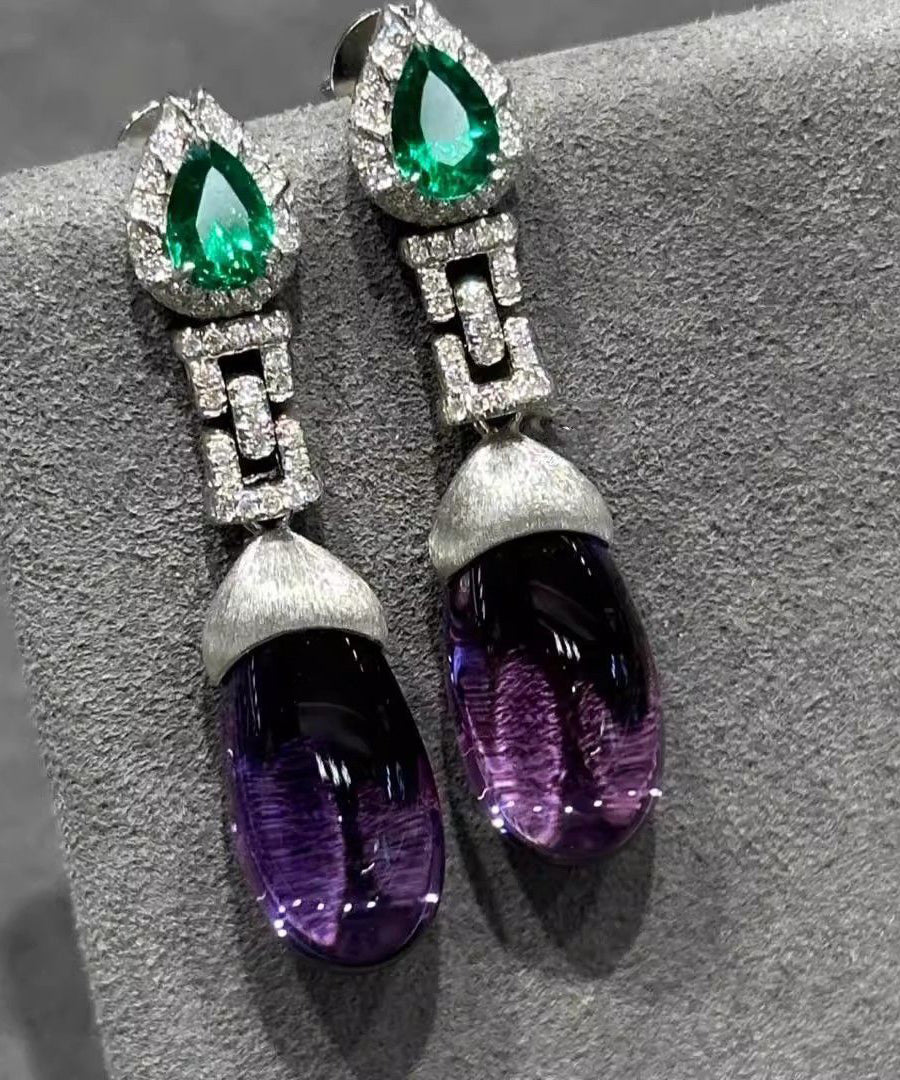Alloy Gem Earrings Stone Colorblock Crystal Drop Classy Zircon FashionChic