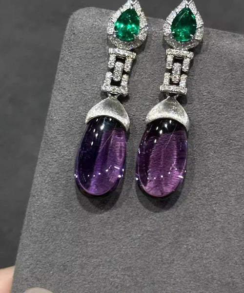 Alloy Gem Earrings Stone Colorblock Crystal Drop Classy Zircon FashionChic