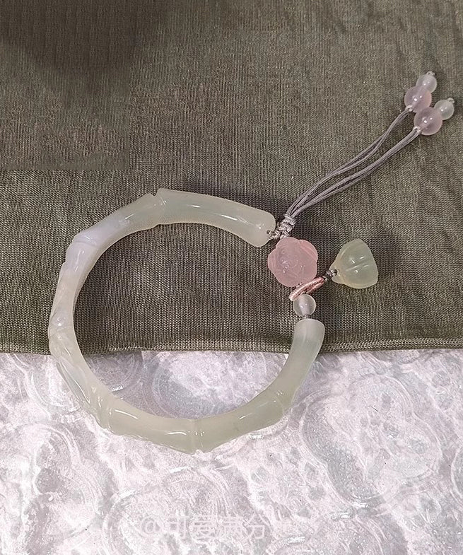 Classy Cyan Jade Lotus Tassel Bangle GH1001 Ada Fashion