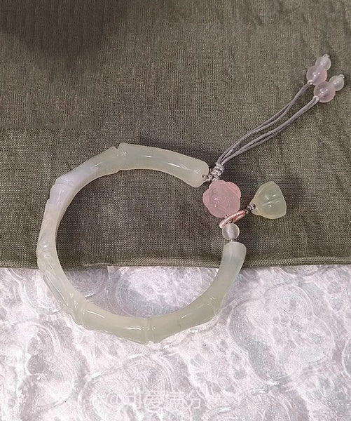 Classy Cyan Jade Lotus Tassel Bangle GH1001 Ada Fashion