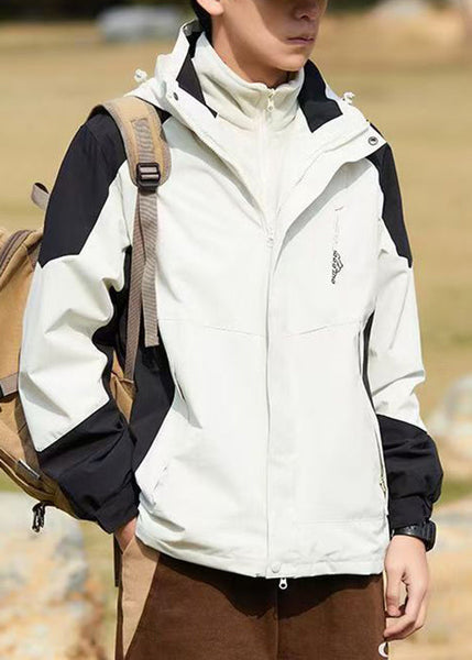 Hooded Spring Cotton Dark Coat Gray Classy Men Patchwork Pockets FashionChic