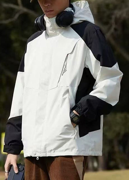 Hooded Spring Cotton Dark Coat Gray Classy Men Patchwork Pockets FashionChic