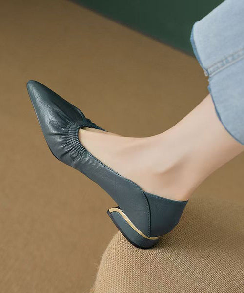 Classy Flat Shoes For Women Black Cowhide Leather Pointed Toe AP1024 shoe-PDX240905