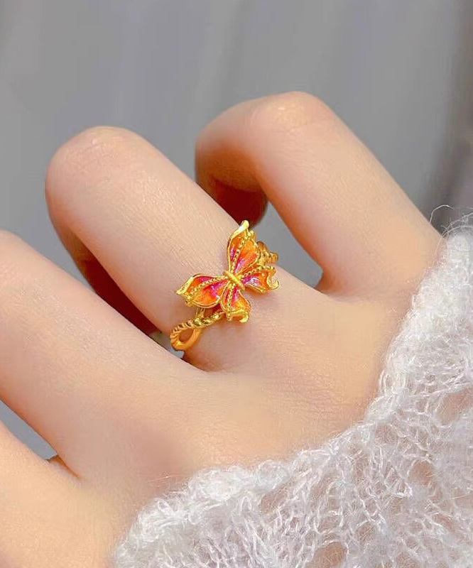 Classy Gold Ancient Gold Burnt Blue Butterfly Rings GH1041 Ada Fashion