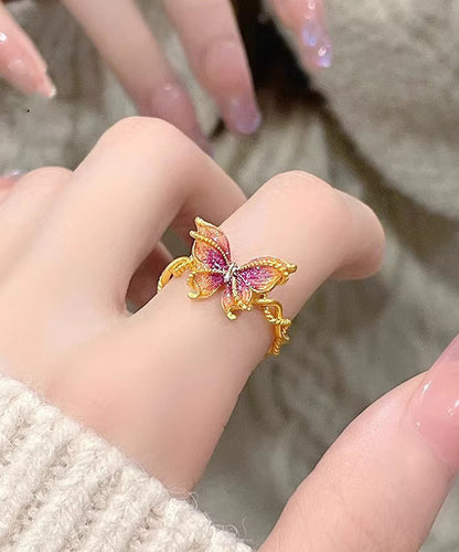 Classy Gold Ancient Gold Burnt Blue Butterfly Rings GH1041 Ada Fashion