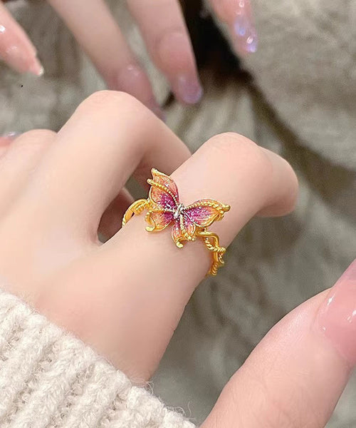 Classy Gold Ancient Gold Burnt Blue Butterfly Rings GH1041 Ada Fashion