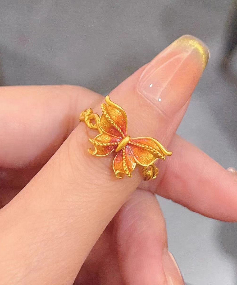 Classy Gold Ancient Gold Burnt Blue Butterfly Rings GH1041 Ada Fashion