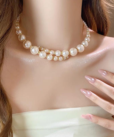 Asymmetrical Gold Crossing Copper Pearl Gratuated Classy Alloy FashionChic