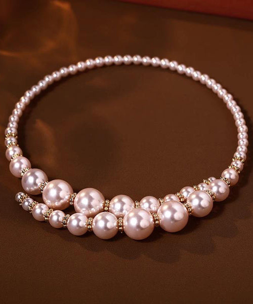 Asymmetrical Gold Crossing Copper Pearl Gratuated Classy Alloy FashionChic