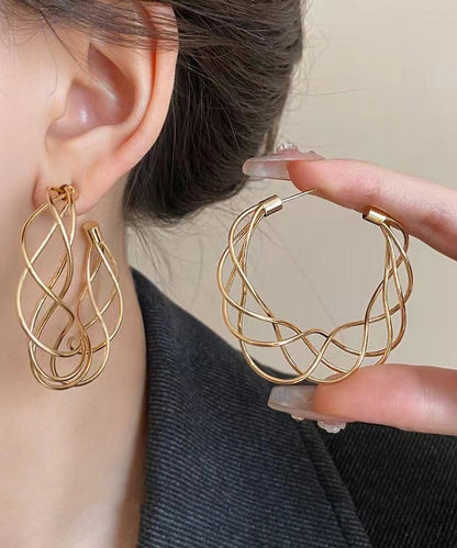 Classy Gold Copper Multilayer C Shapes Hoop Earrings ZZ022 JEW-EAR240613