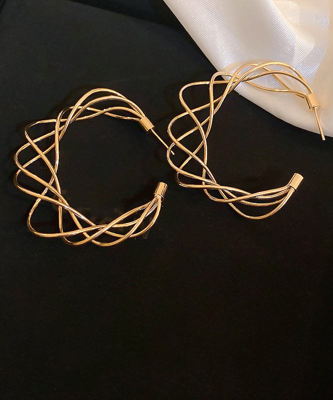 Classy Gold Copper Multilayer C Shapes Hoop Earrings ZZ022 JEW-EAR240613